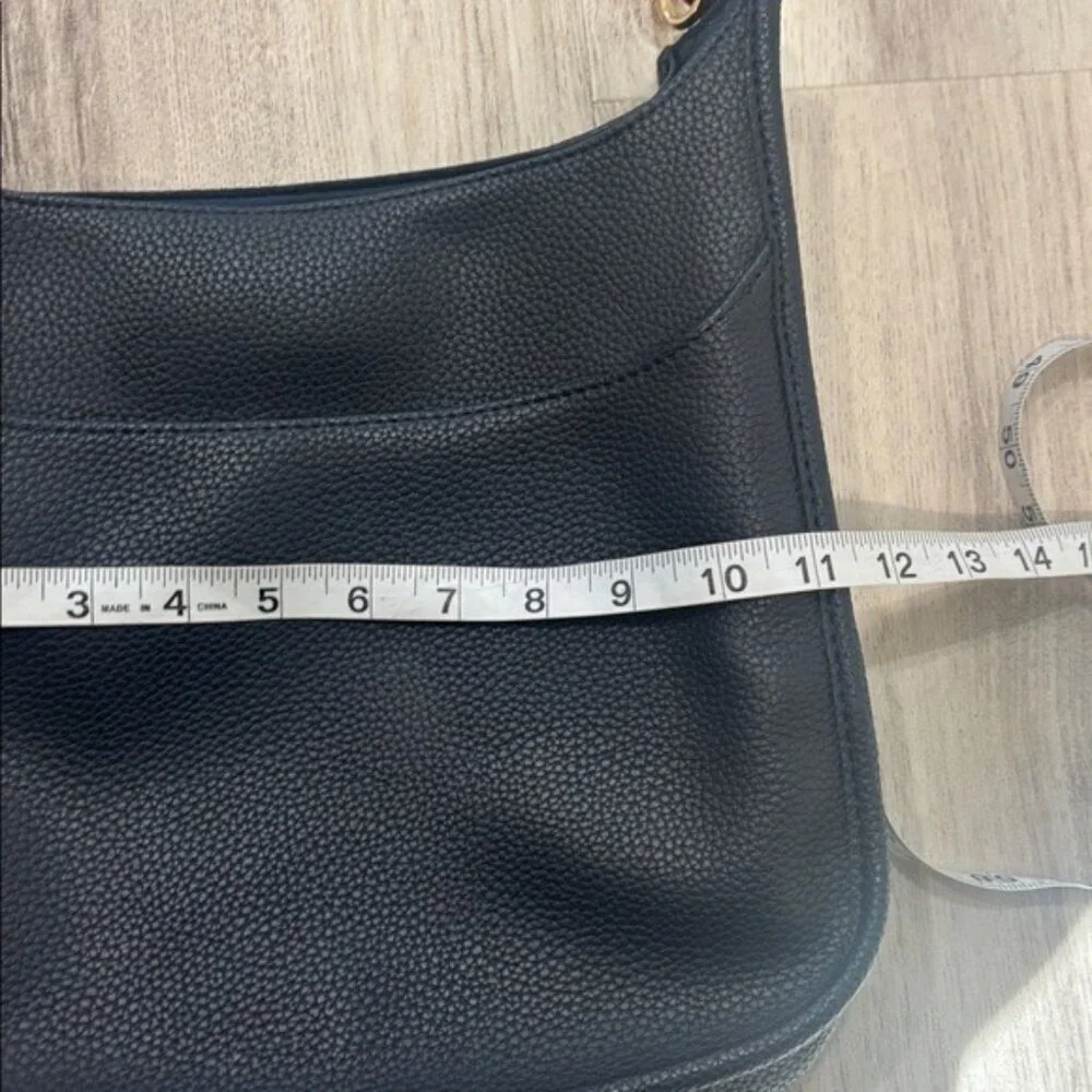 Navy faux leather crossover bag